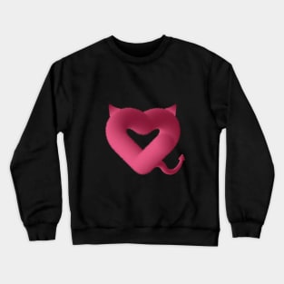 Pink furry heart with Devil's tail and horns Crewneck Sweatshirt